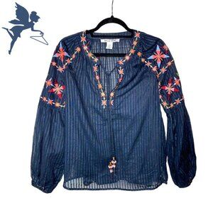 BELLE VERE Embroidered Peasant Top